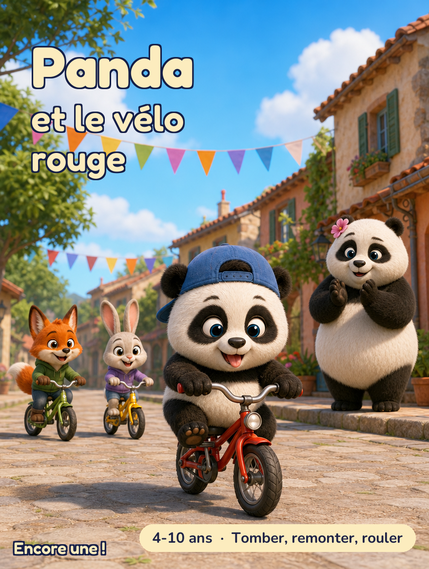 Panda et le vélo rouge