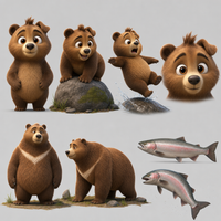 L'ourson et le premier poisson — les personnages