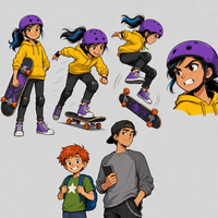 Le skate de Lila — les personnages