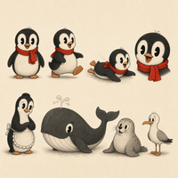 Pinpin cherche la plus grosse glace — les personnages