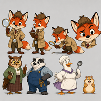 Renard Détective et le hamster disparu — les personnages