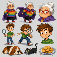 Super Mamie et le voleur de gâteaux — les personnages